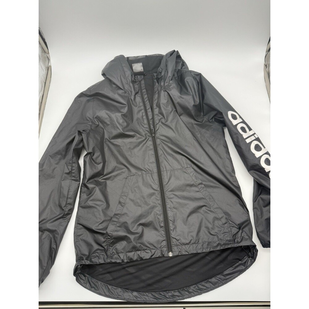 Adidas Womens Windbreaker Size Medium Black/White Letters